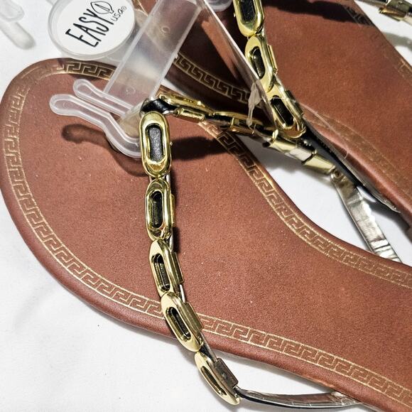 FREE with bundle! Easy USA New black & gold sandals size 7 - Picture 3 of 6
